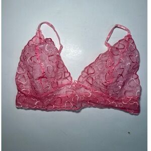 Fantasy Lingerie Pink Heart Lace Bralette Bra Top Size Large